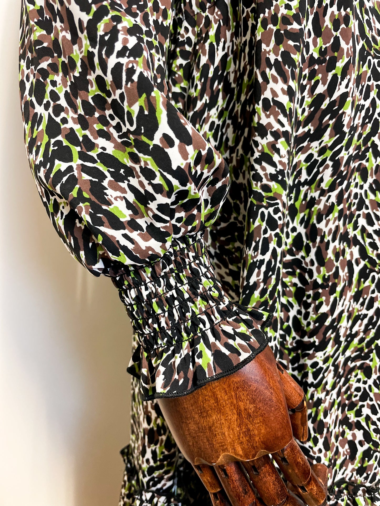 Brown and Green Printed Dress
