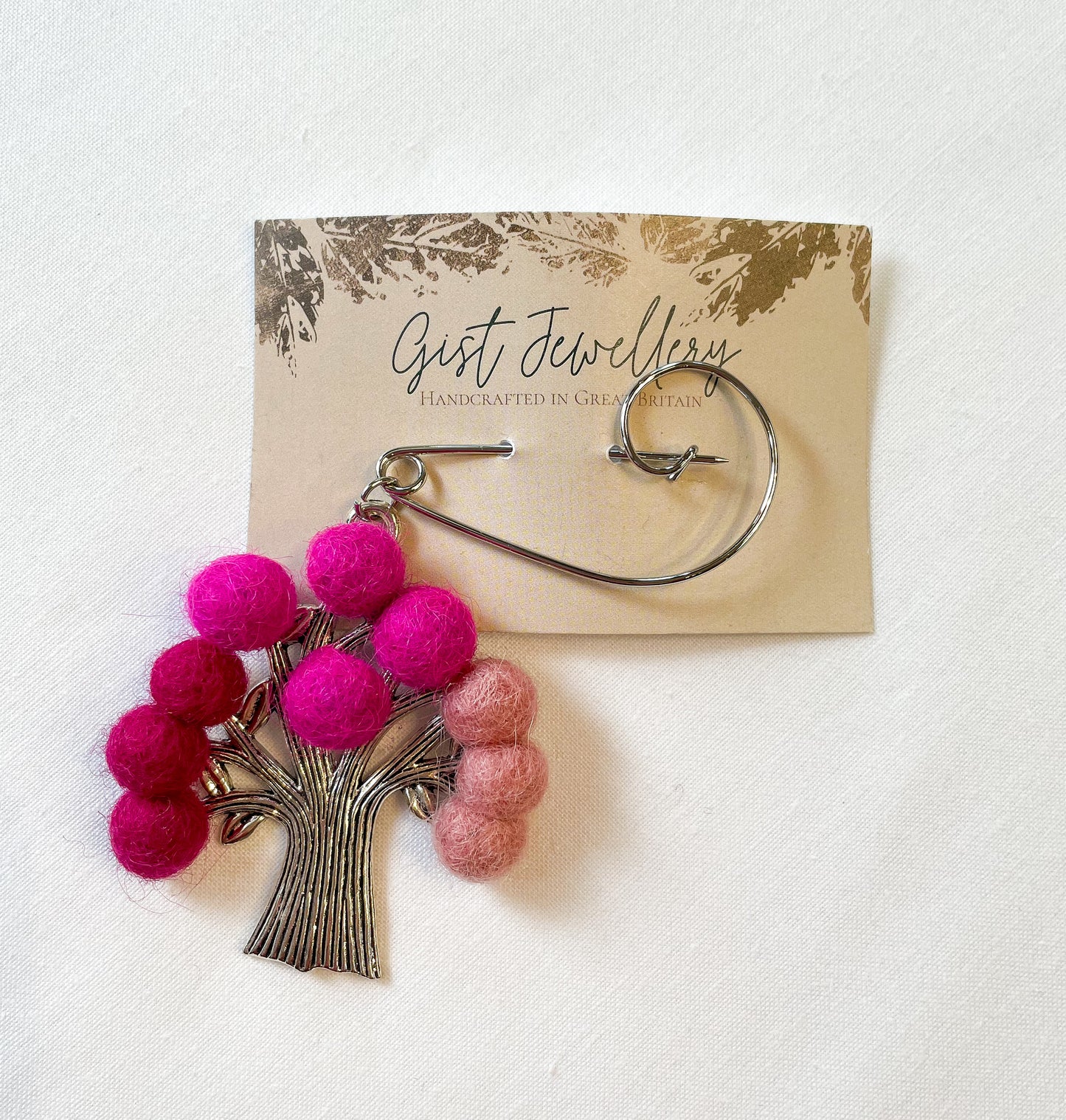 Felt and Silver Tree Brooch