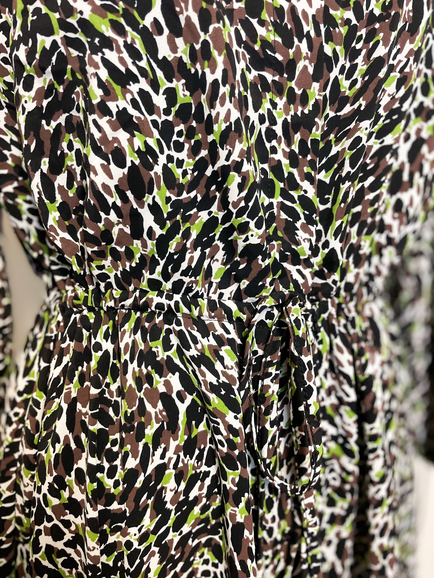 Brown and Green Printed Dress
