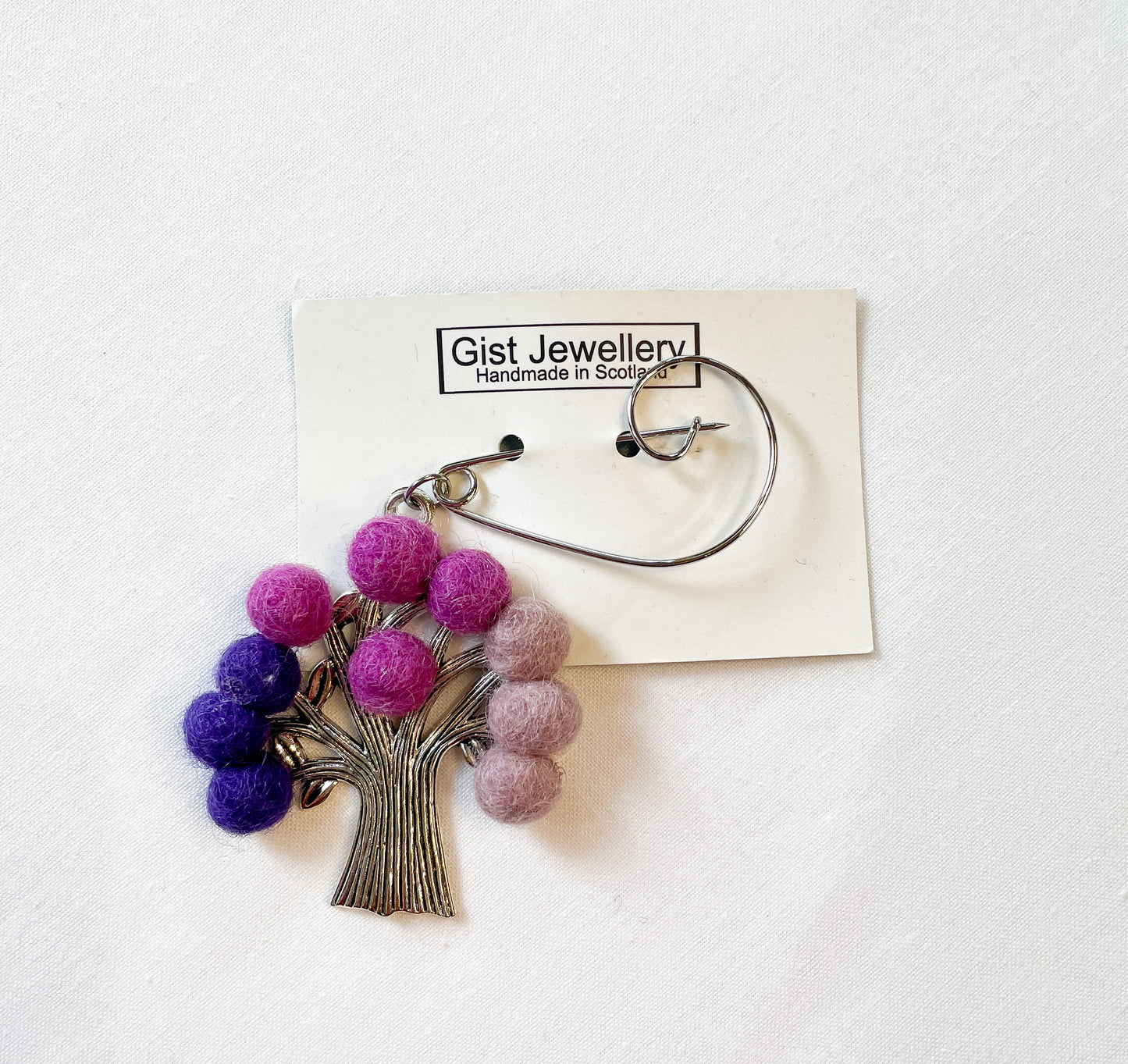 Felt and Silver Tree Brooch
