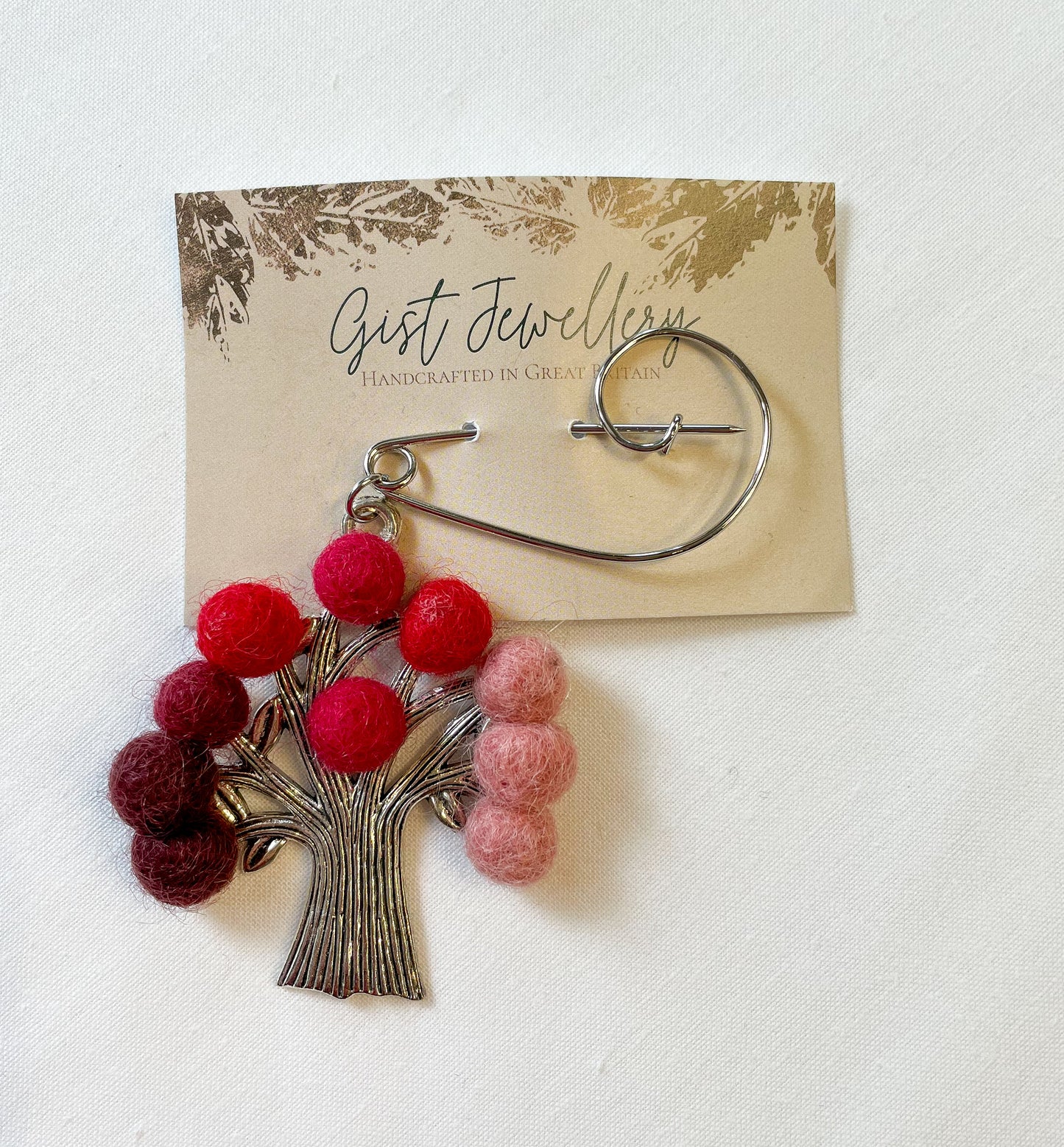 Felt and Silver Tree Brooch