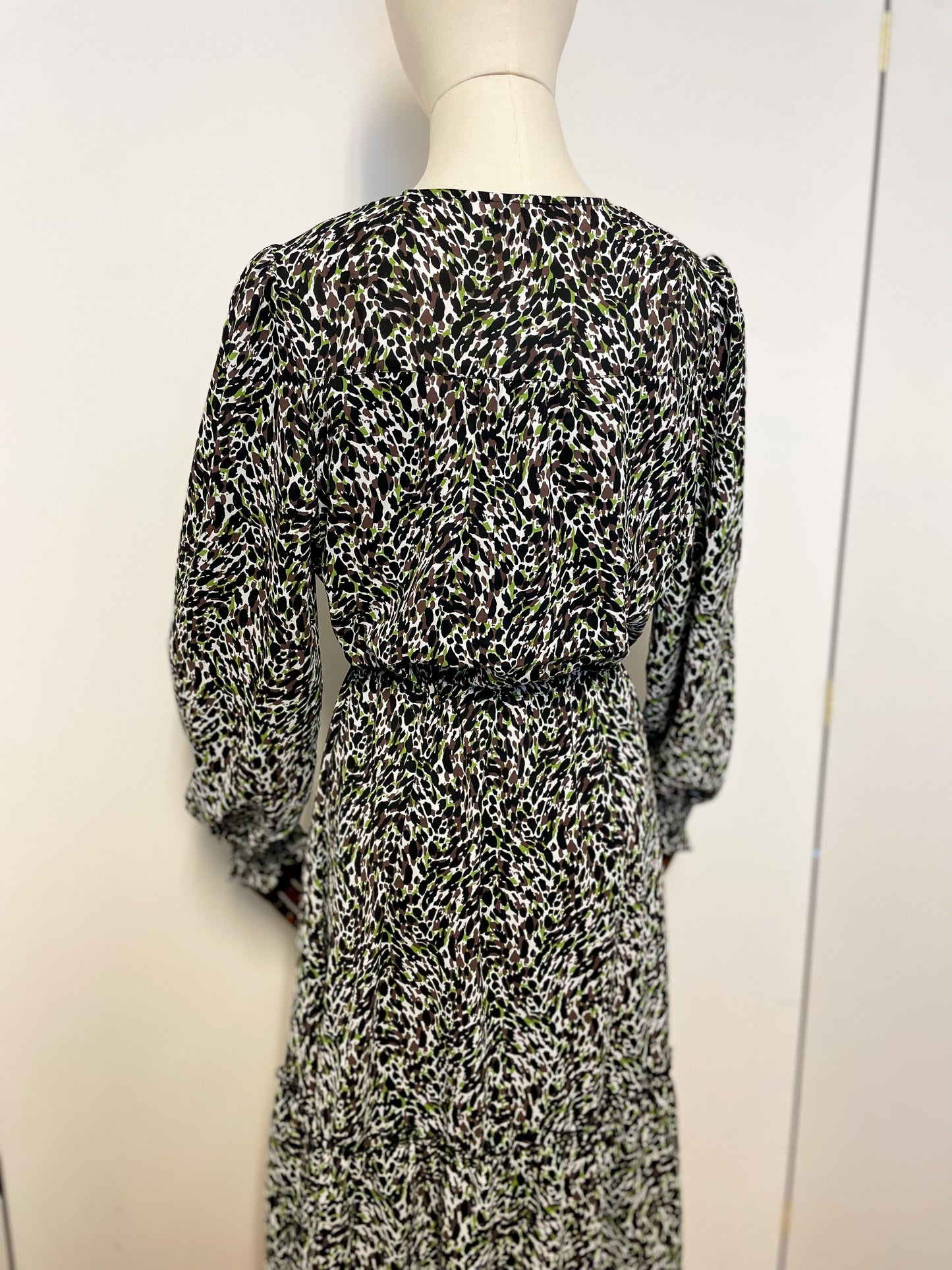 Brown and Green Printed Dress