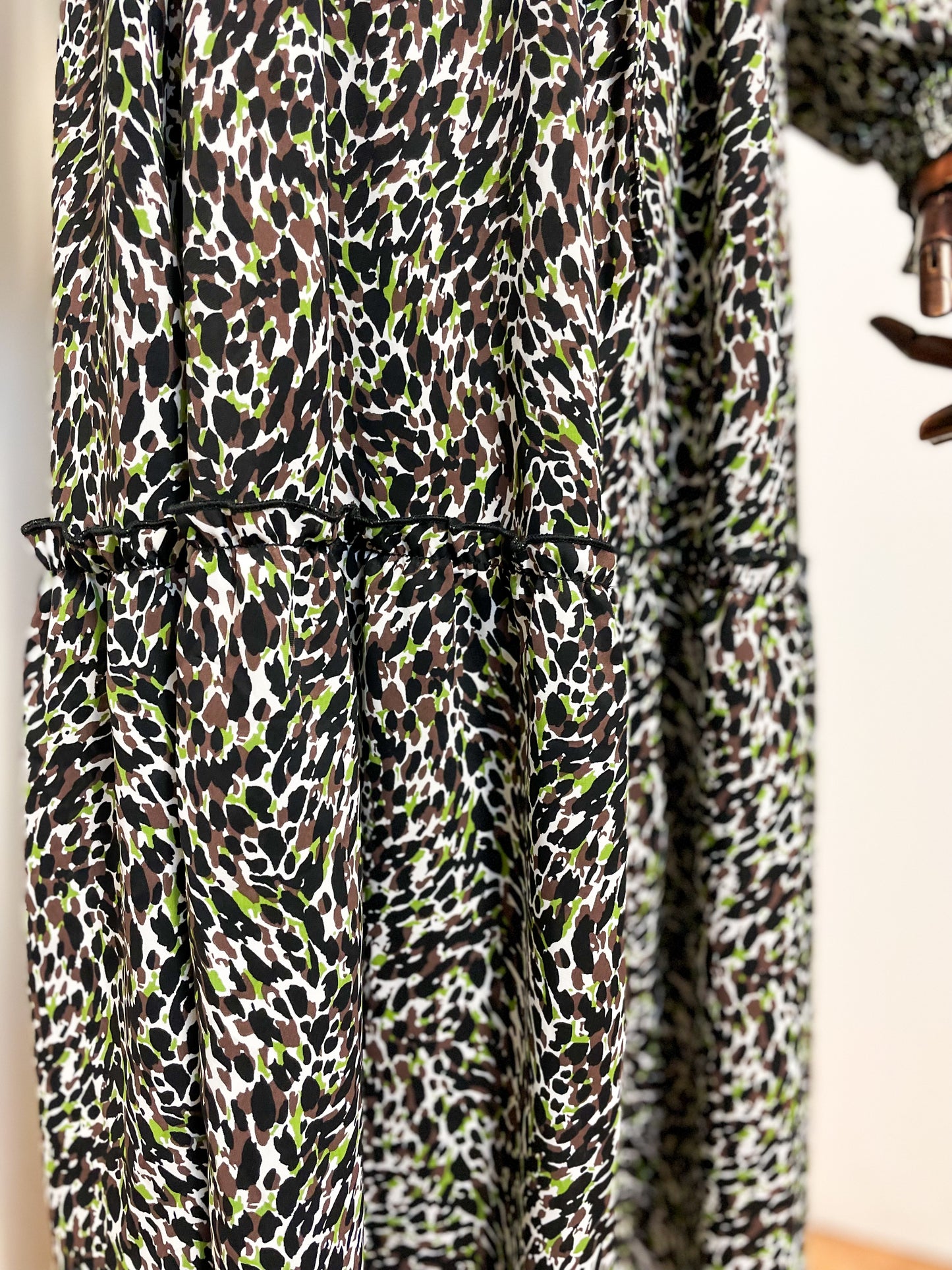 Brown and Green Printed Dress