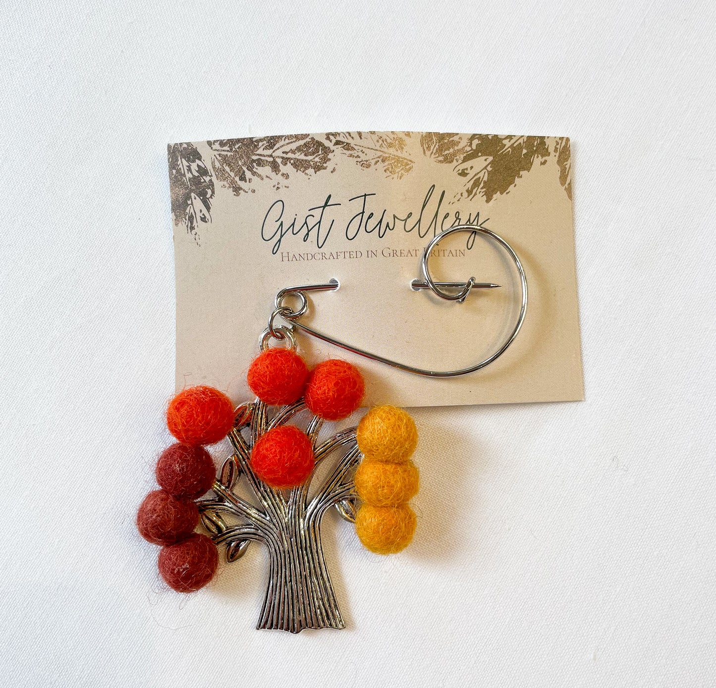 Felt and Silver Tree Brooch