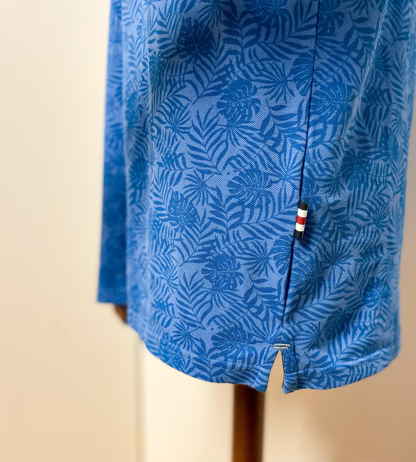 Blue Leaf Print Polo Shirt