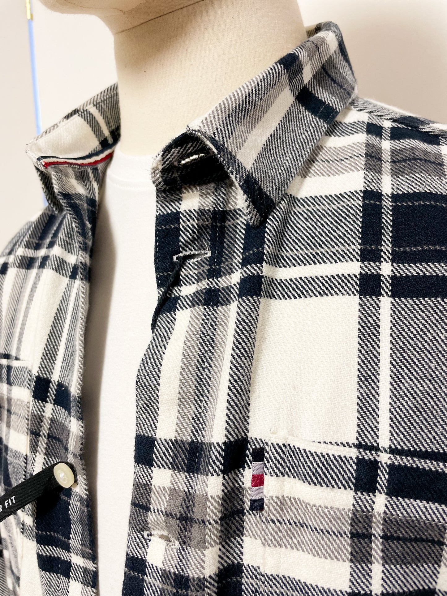 Navy and White Checked Shirt