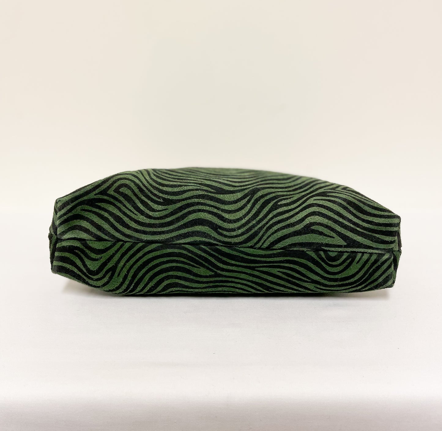 Green Leather Zebra Slouchy Shoulder Bag