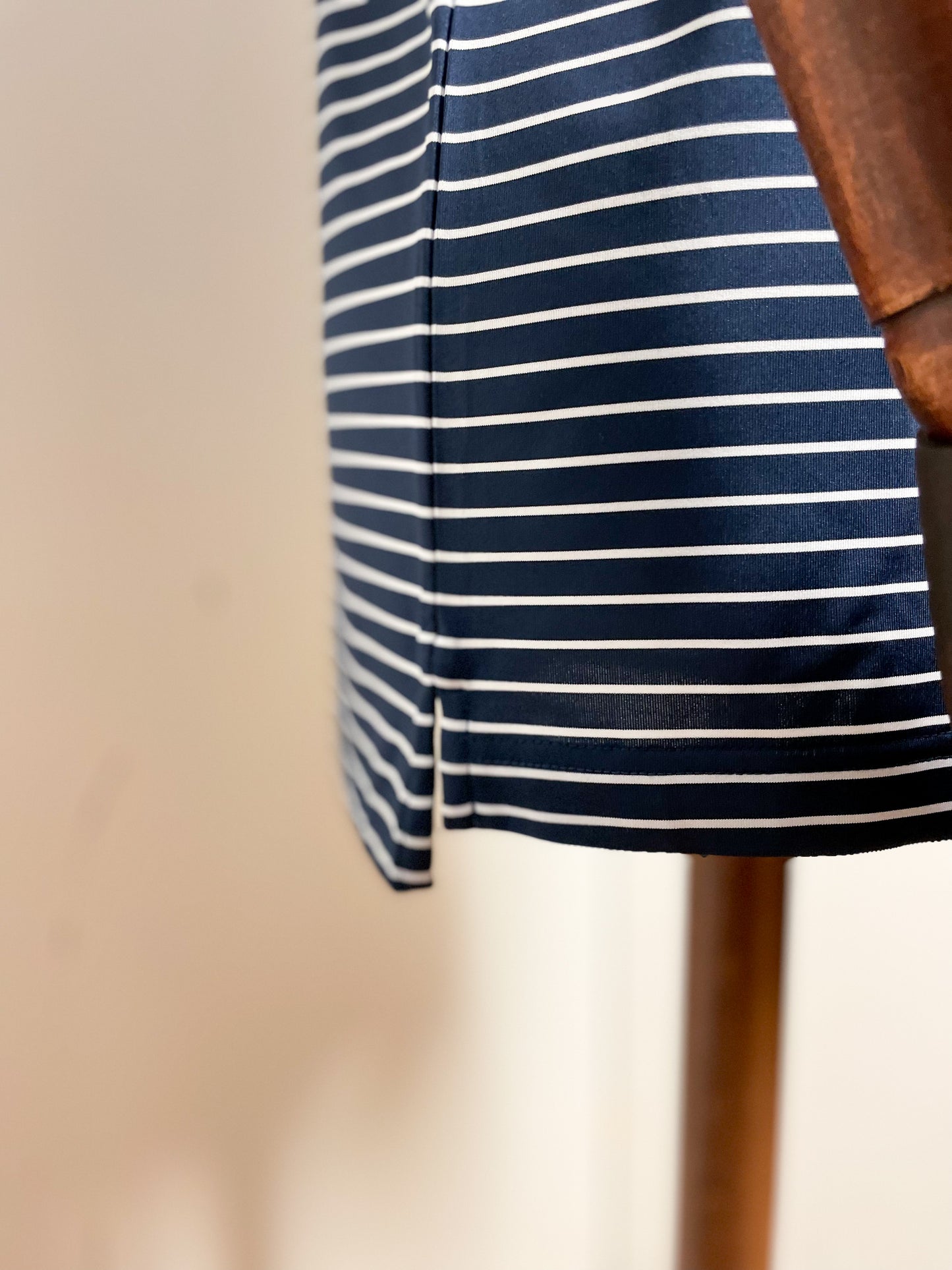 Navy and White Stripe Polo