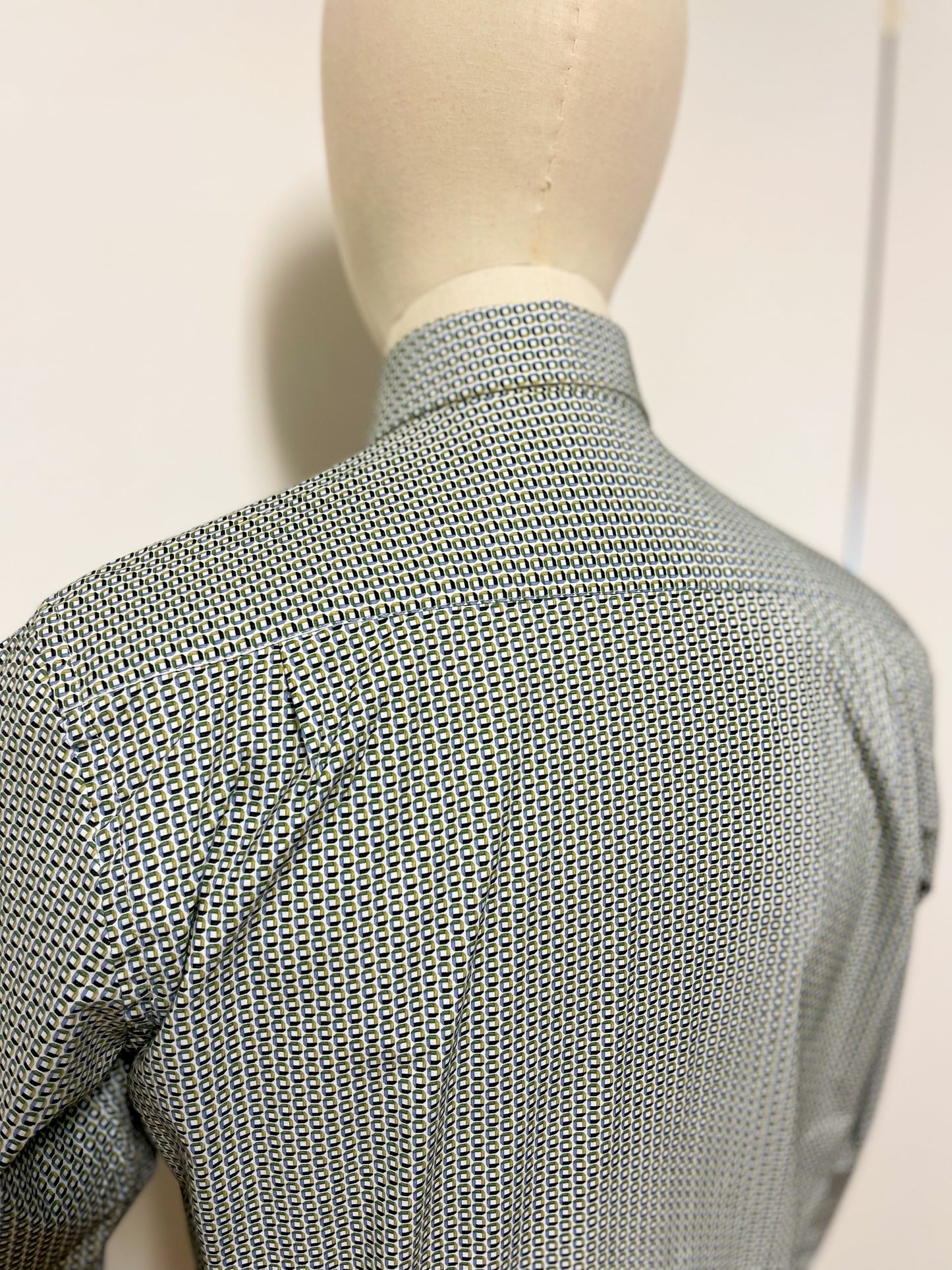 Green Geo Print Long Sleeve Shirt