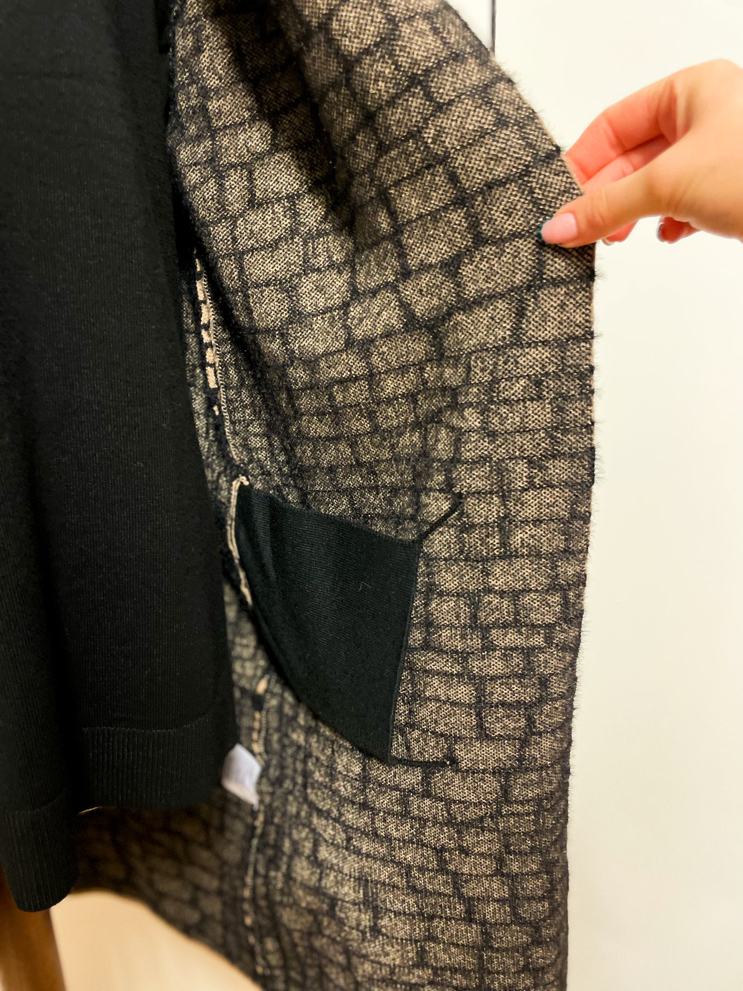 Taupe Printed Longline Cardigan