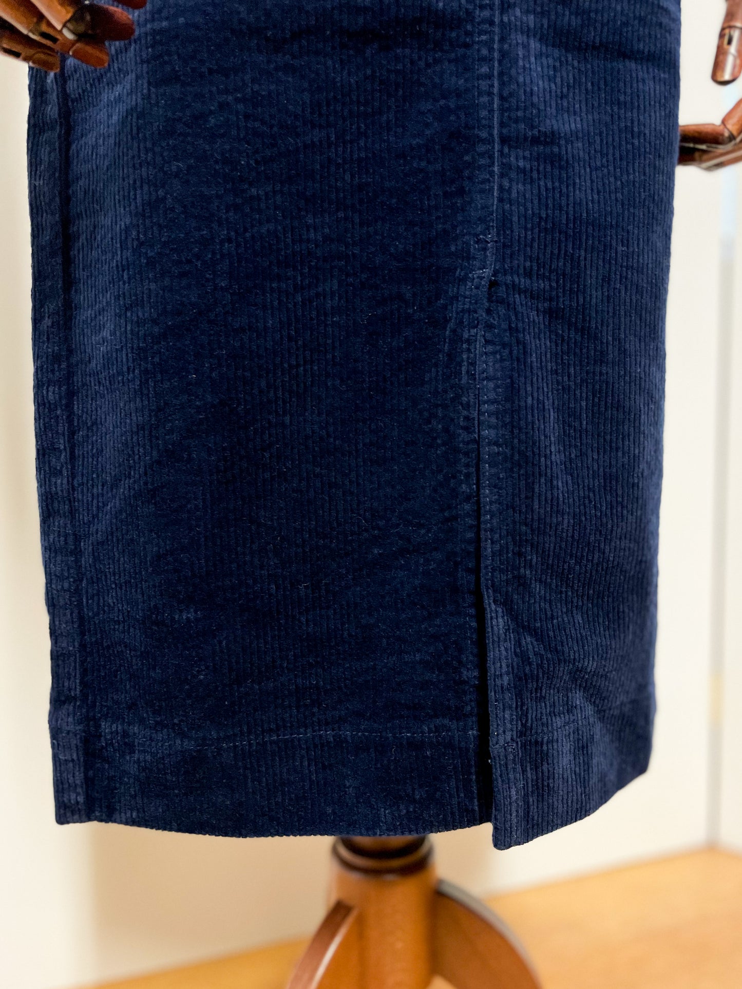 Navy Chunky Corduroy Midi Skirt