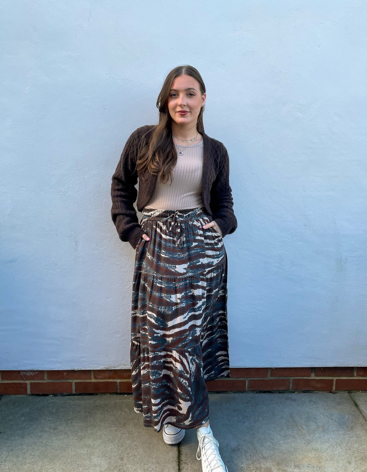 Brown Tiered Skirt