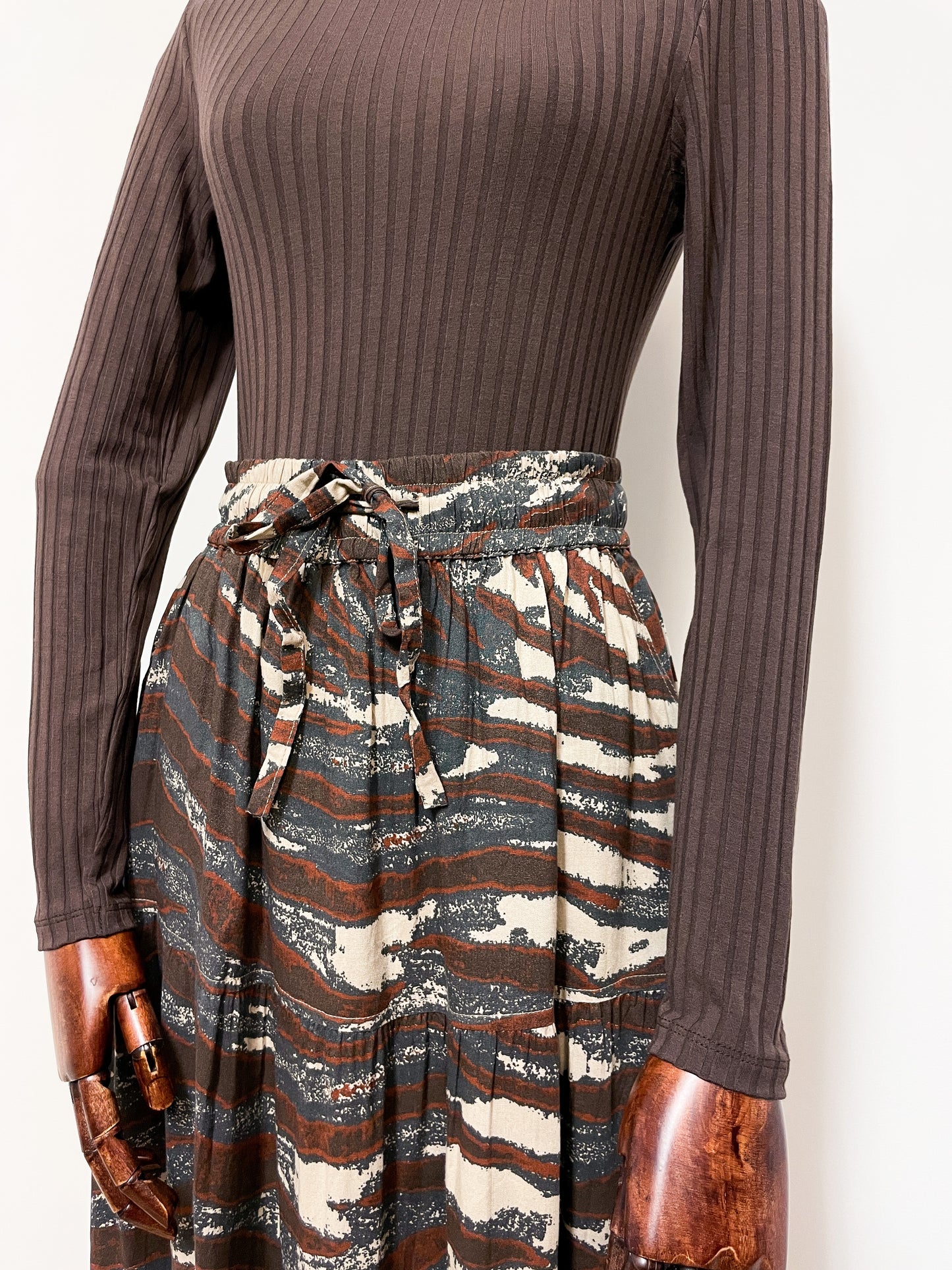Brown Tiered Skirt