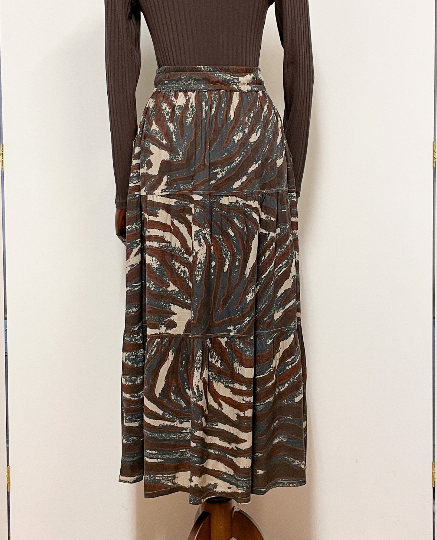Brown Tiered Skirt