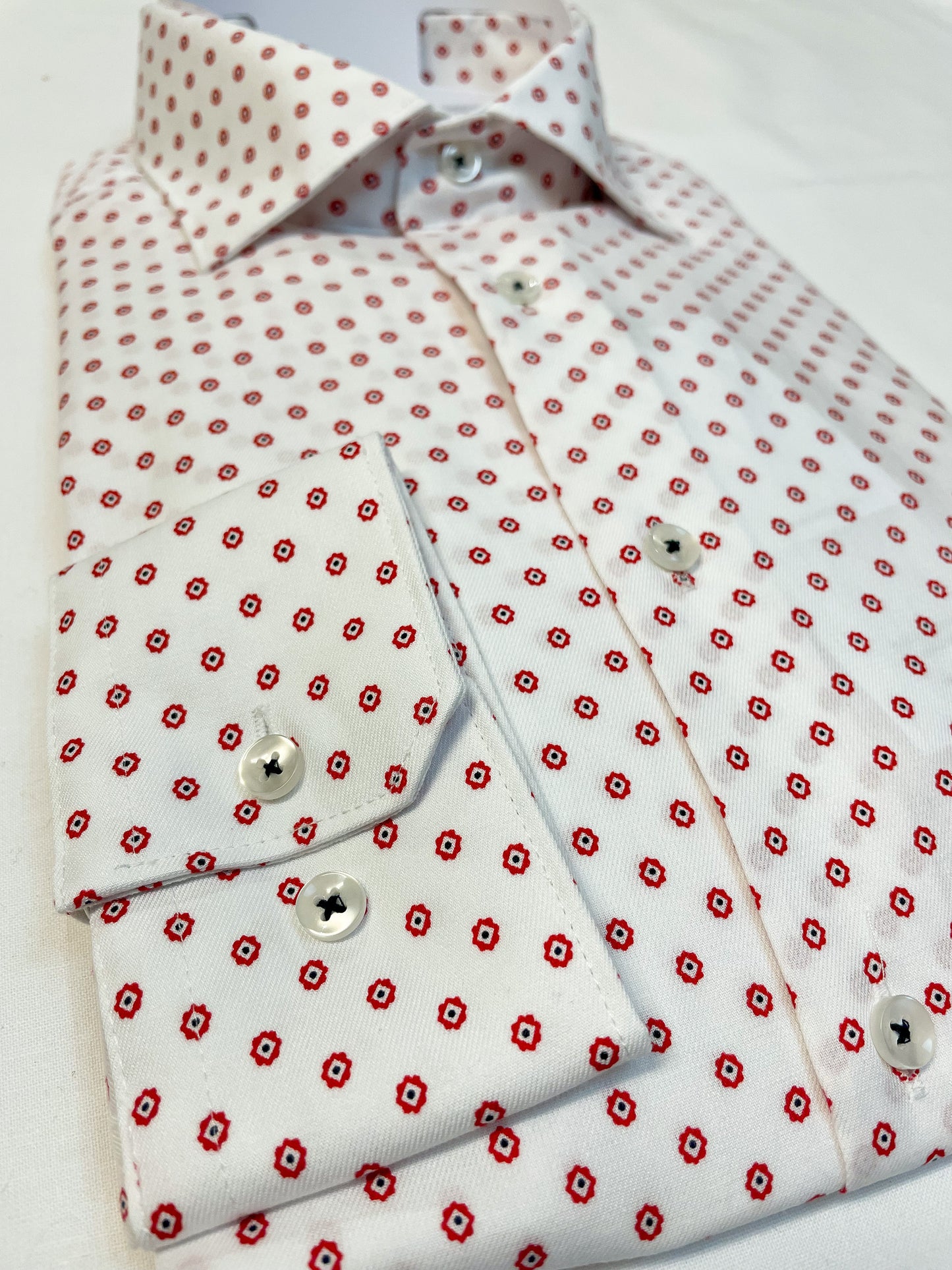 White Shirt with Red Spot