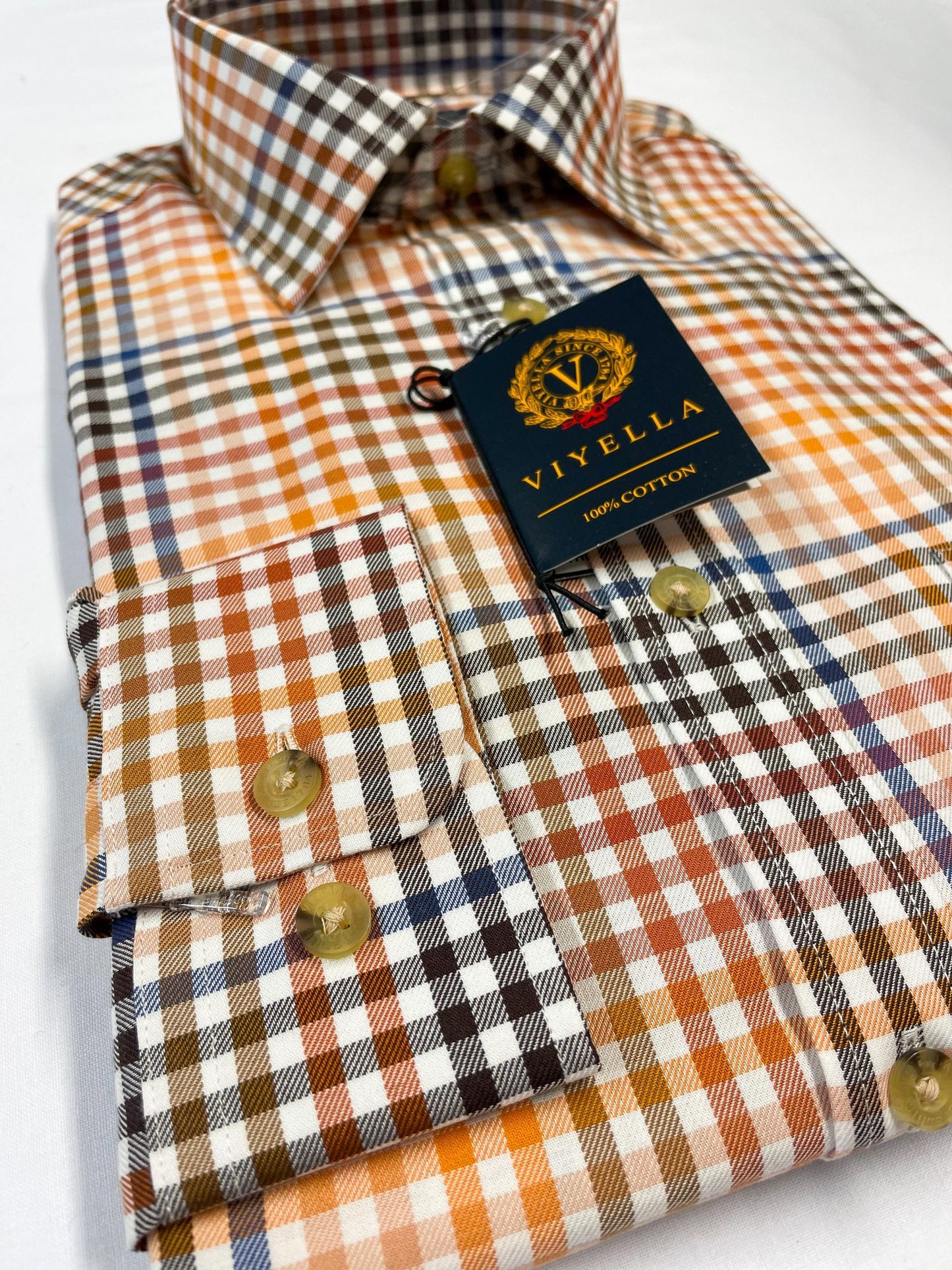 Orange and Brown Check Shirt