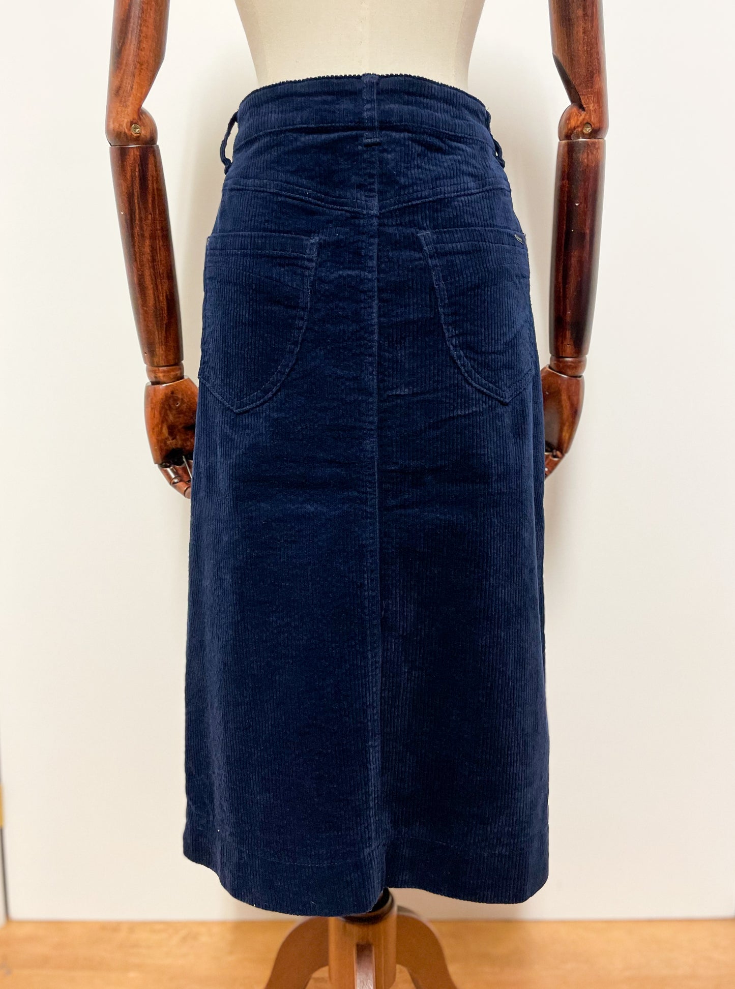 Navy Chunky Corduroy Midi Skirt