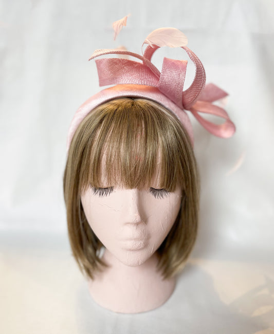 Pale pink bow fascinator