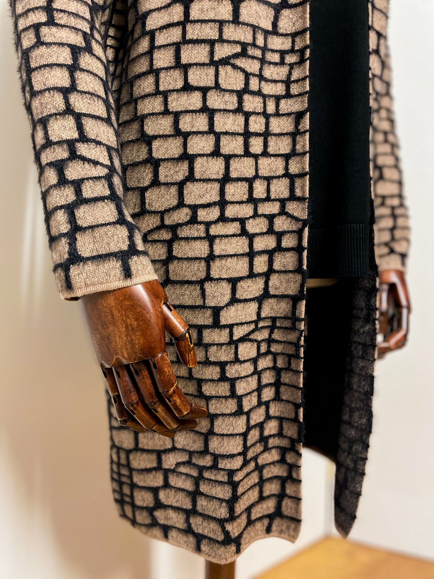 Taupe Printed Longline Cardigan