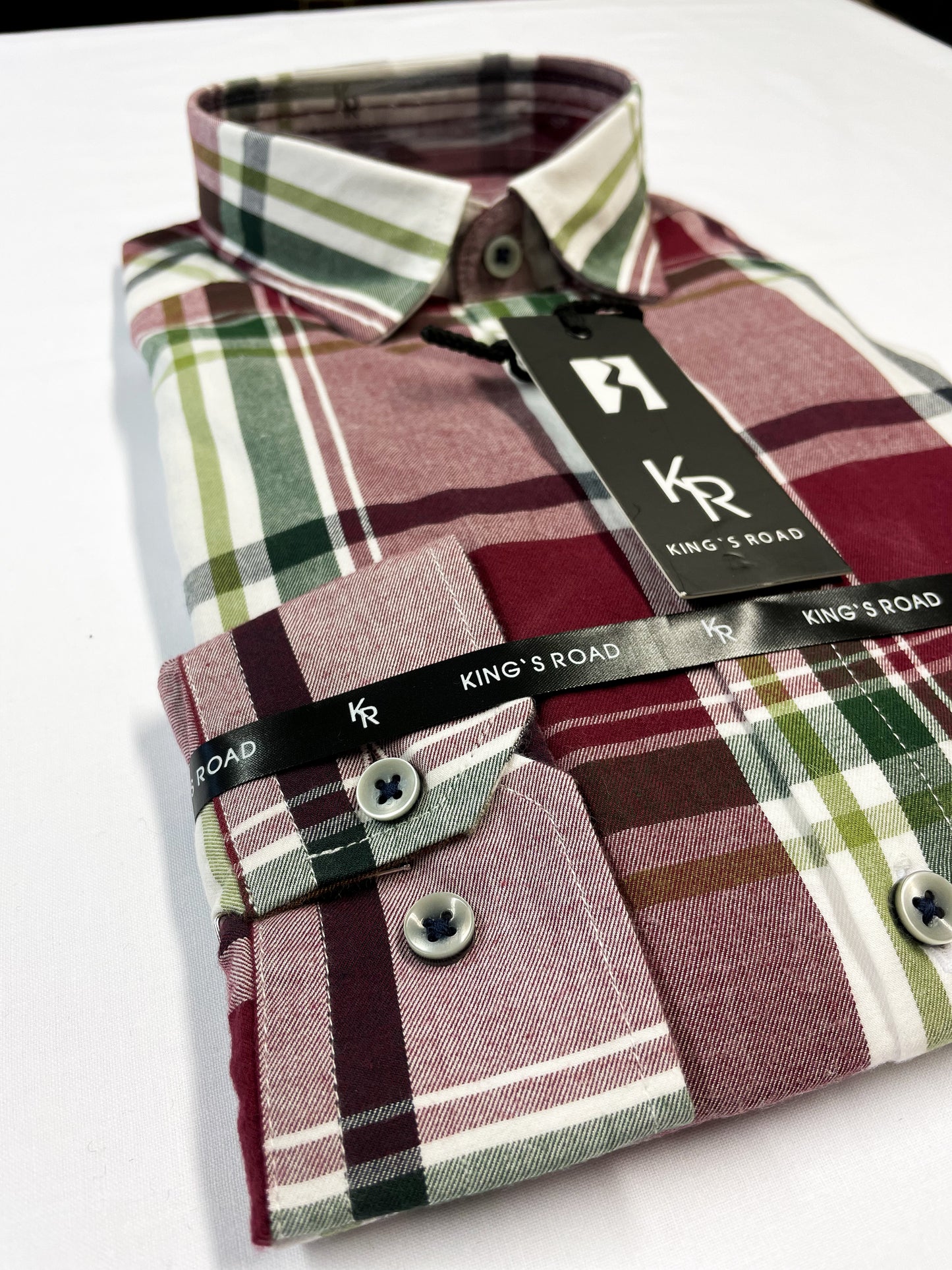 Plum and Green Checked Shirt.