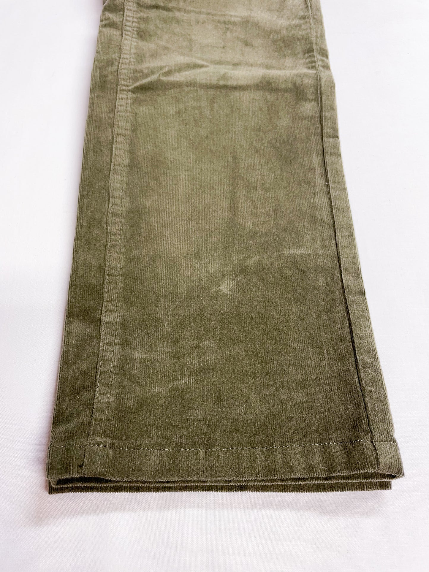 Olive Needle Cord Stretchy Trousers