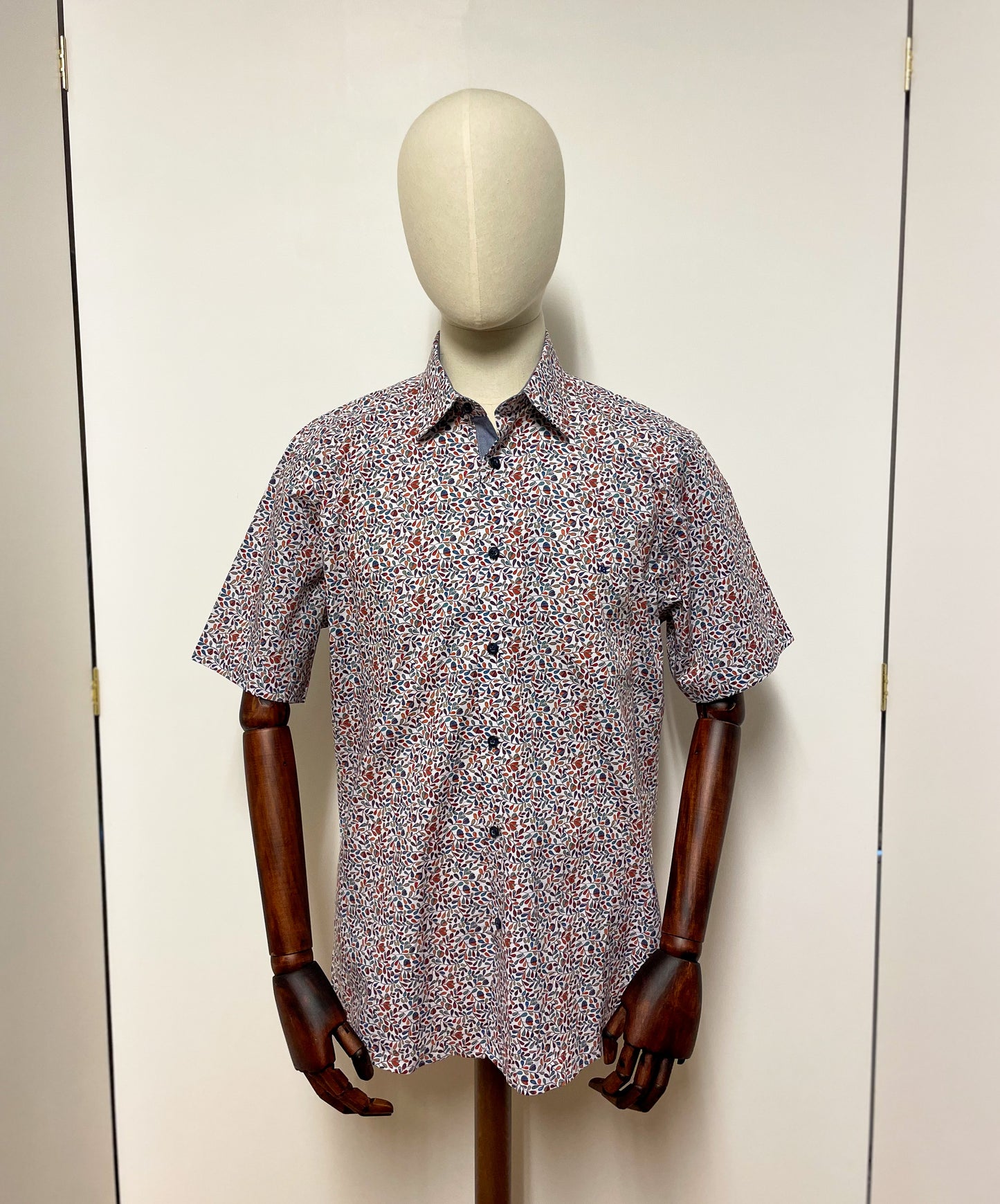 Multi Coloured Leaf Print Short Sleeve Shirt