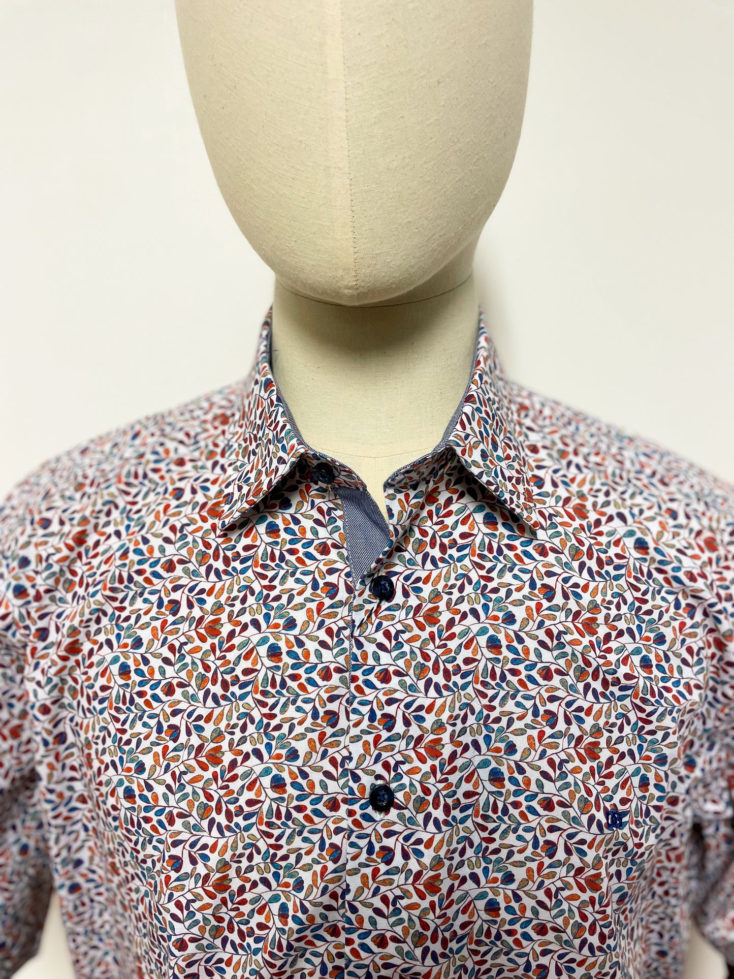 Multi Coloured Leaf Print Short Sleeve Shirt
