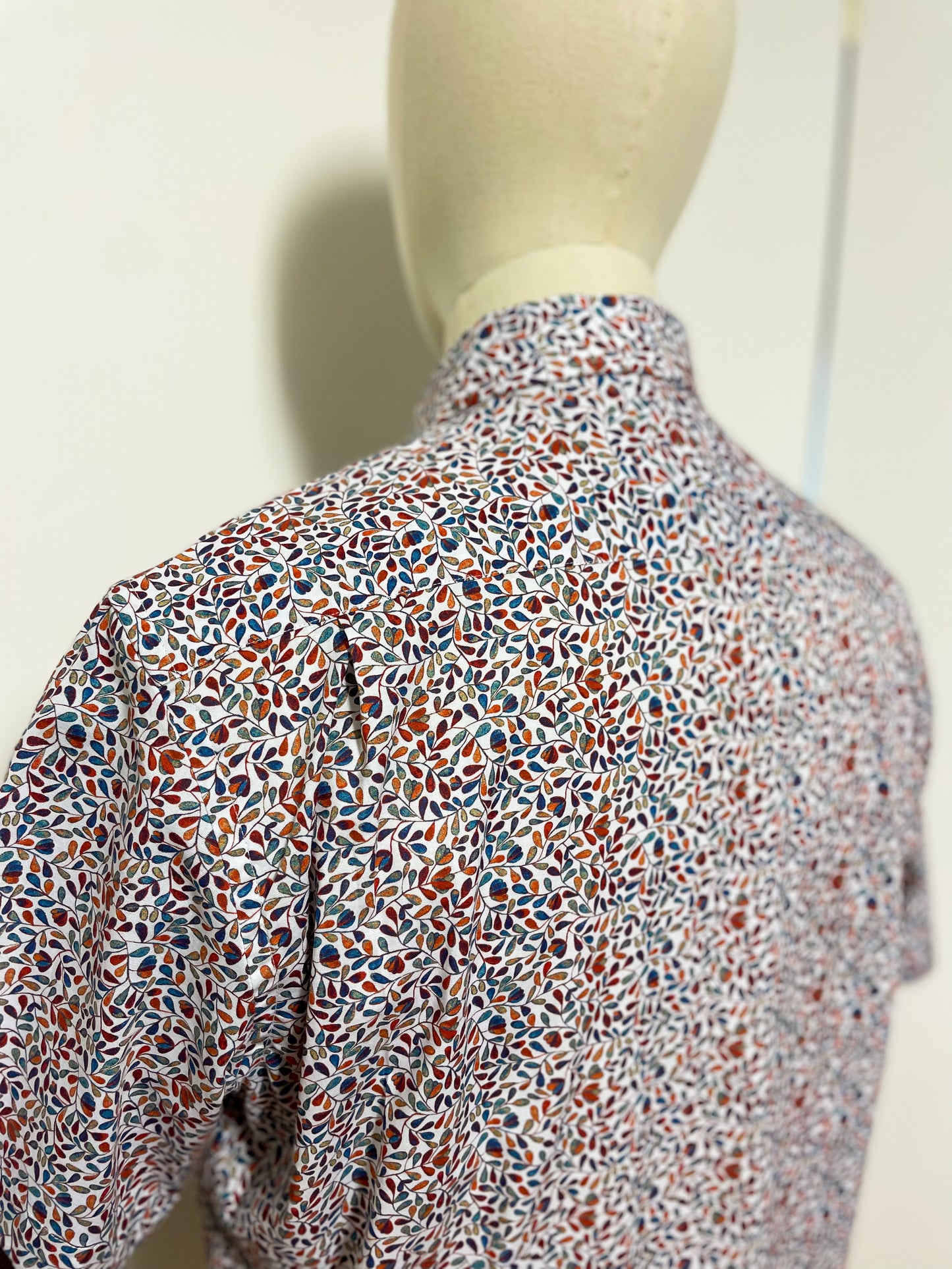 Multi Coloured Leaf Print Short Sleeve Shirt