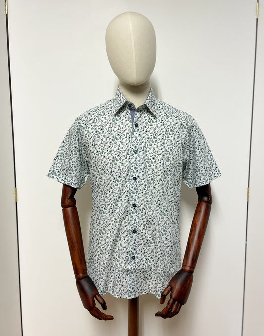 Green Floral Short Sleeve Shirt