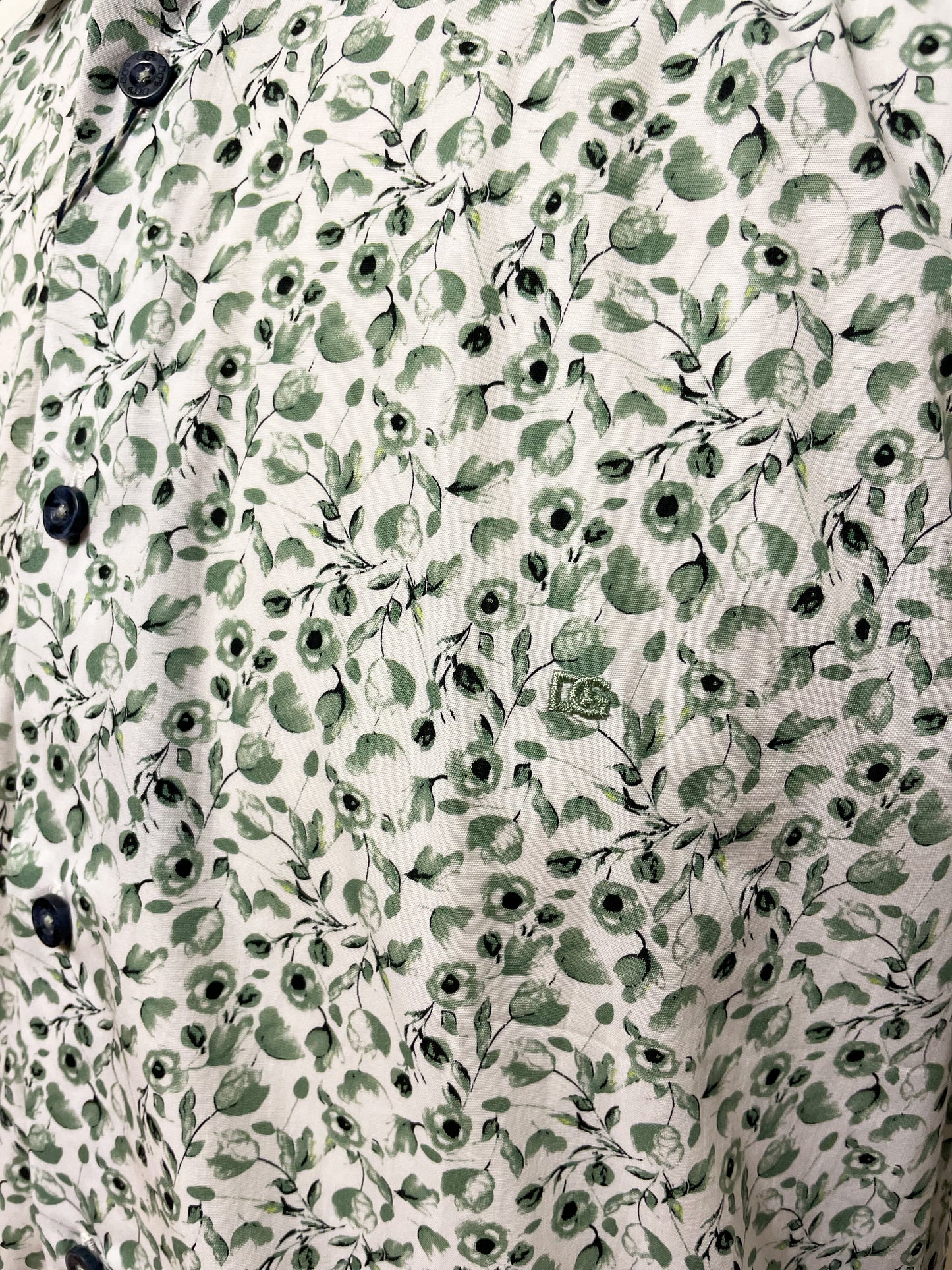 Green Floral Short Sleeve Shirt
