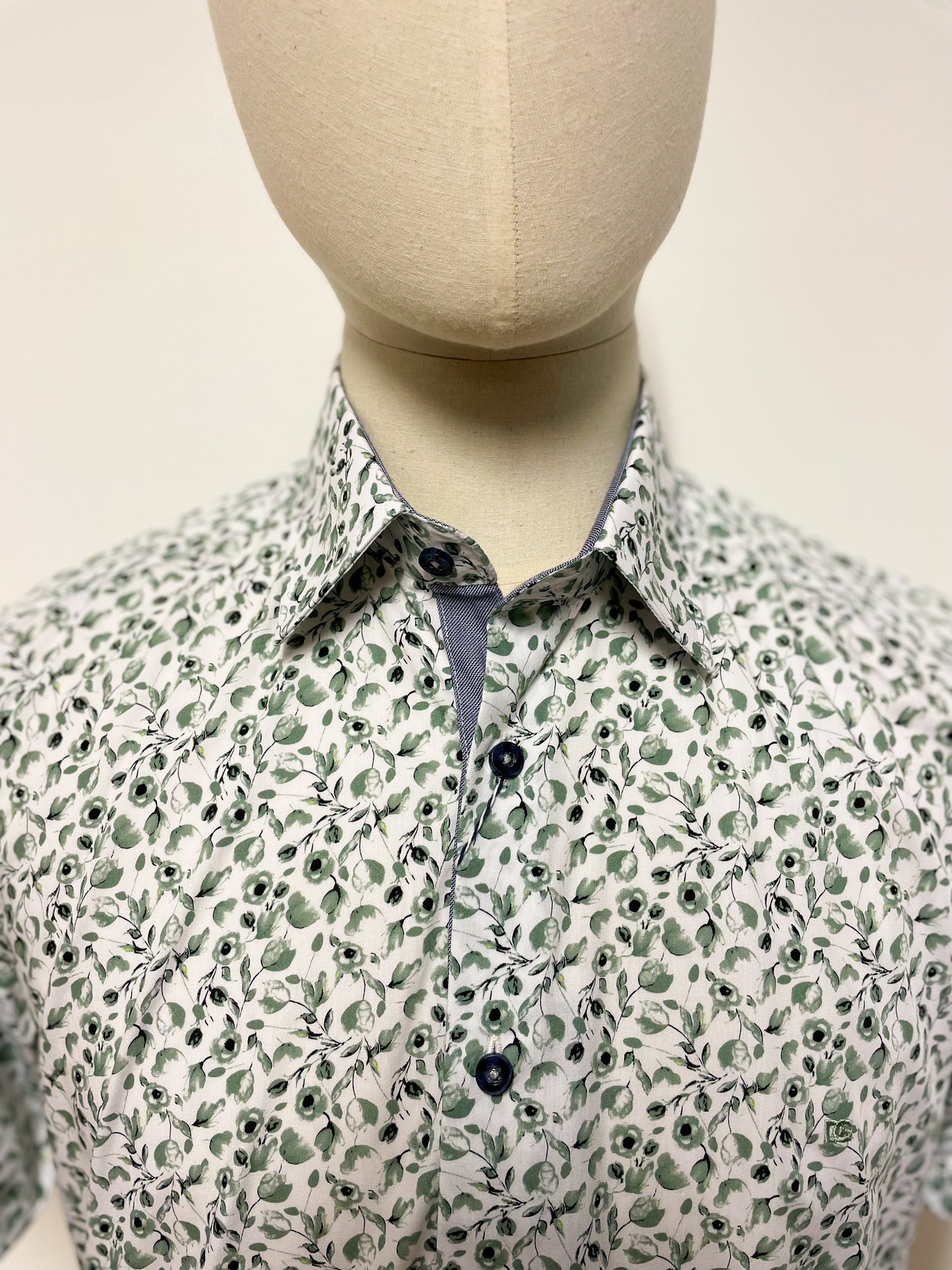 Green Floral Short Sleeve Shirt