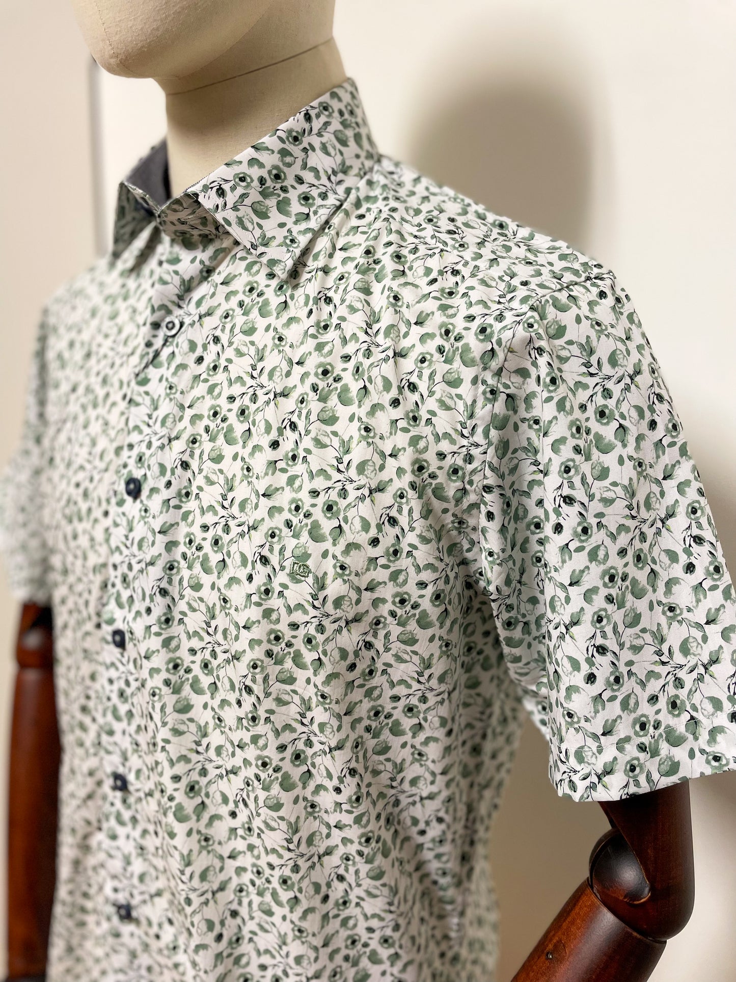 Green Floral Short Sleeve Shirt
