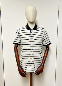 Navy and Taupe Stripe Polo