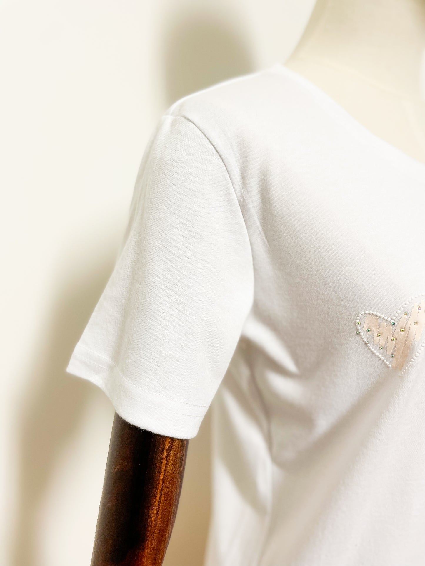 White Short Sleeve T-Shirt with Hearts