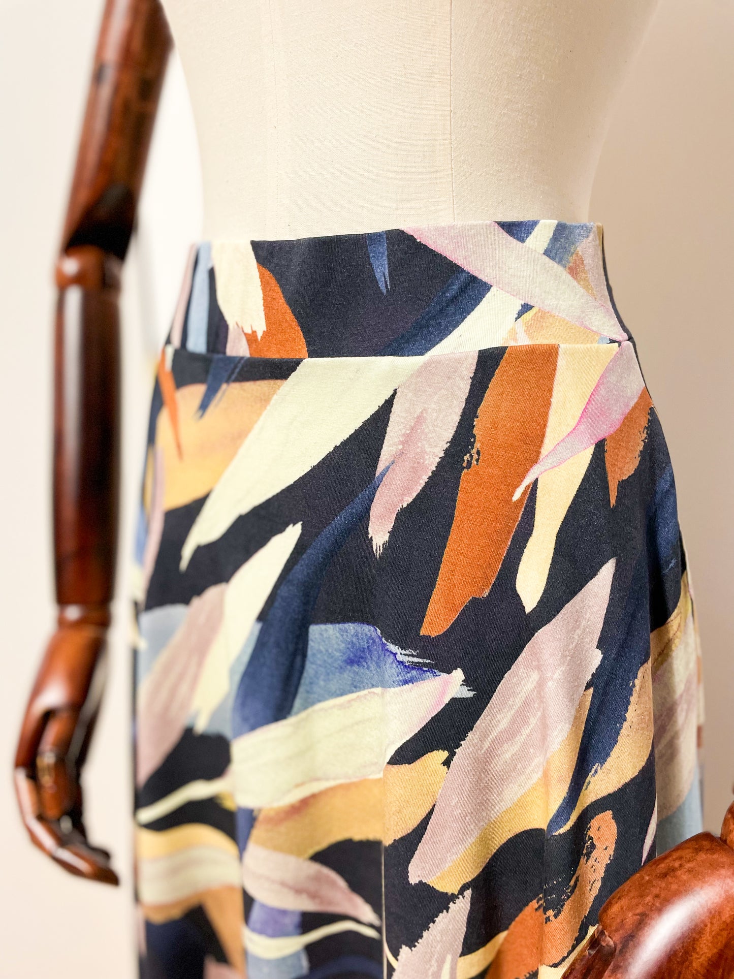 Abstract Printed A-line Skirt