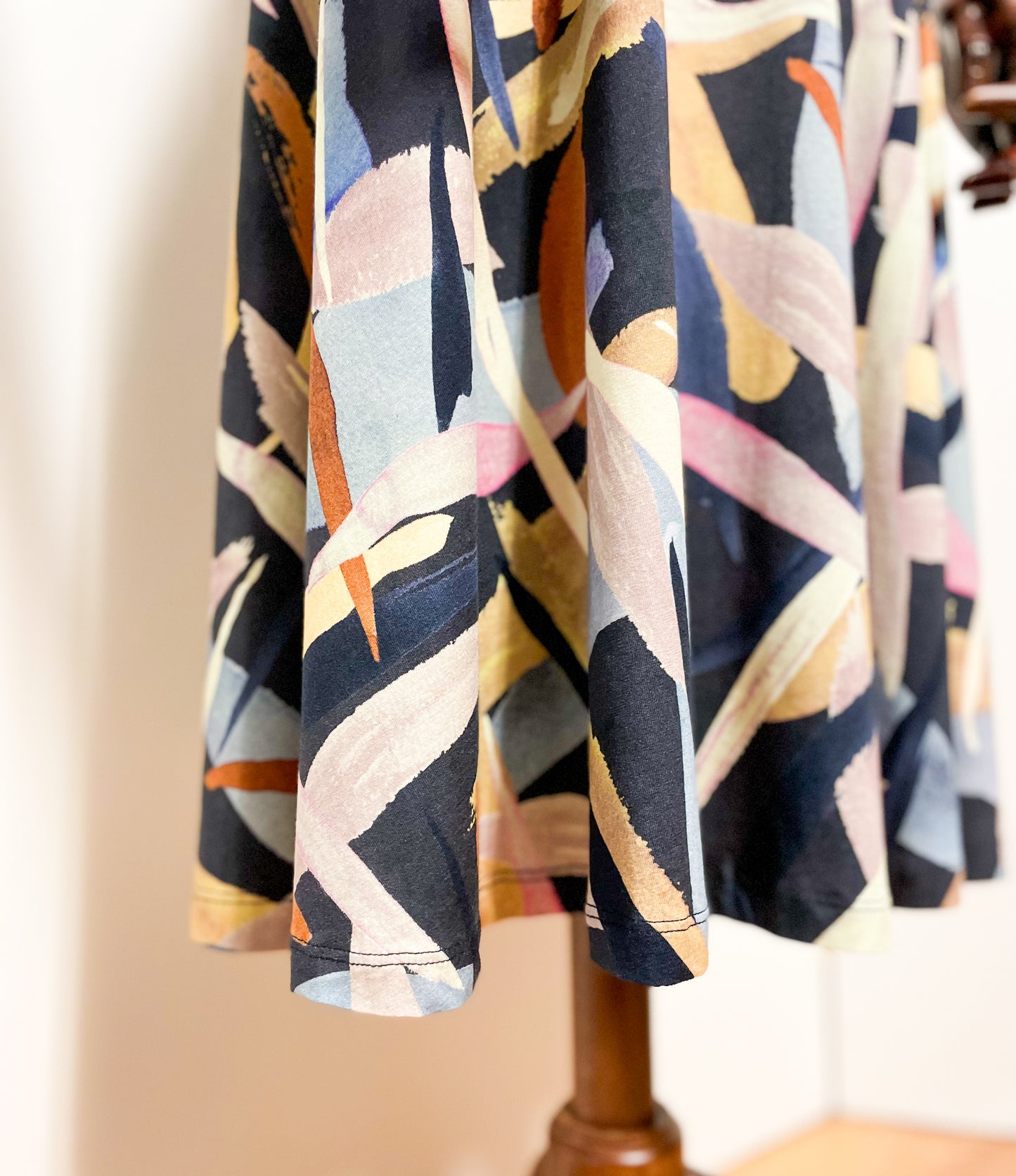 Abstract Printed A-line Skirt
