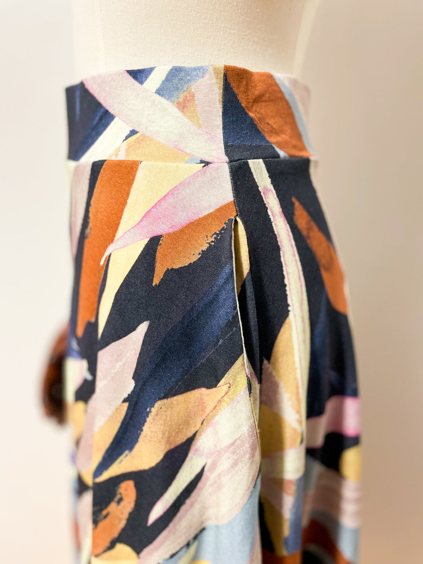 Abstract Printed A-line Skirt