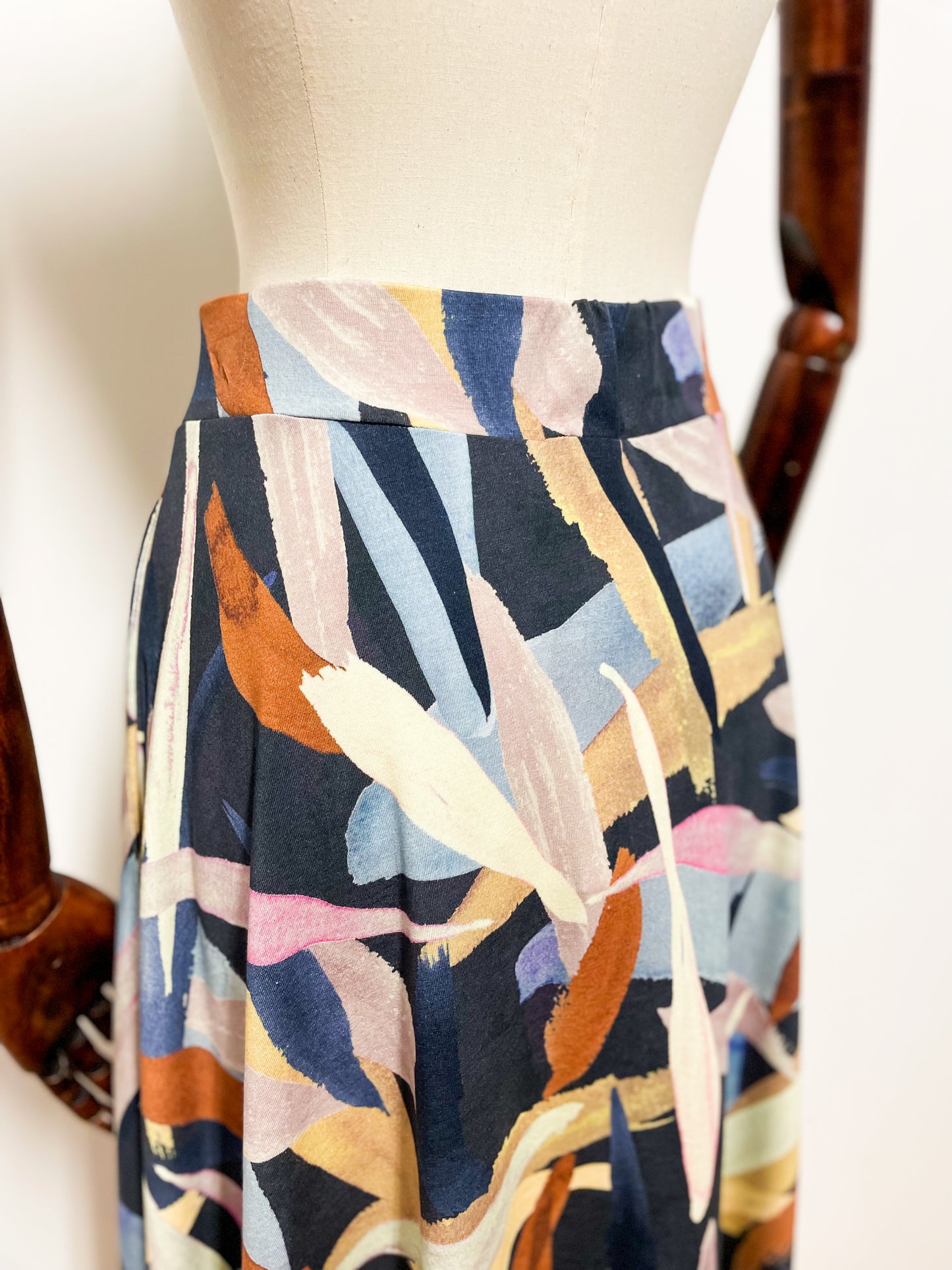 Abstract Printed A-line Skirt