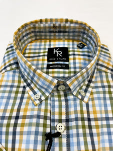 Green and Blue Checked Short Sleeve Shirt