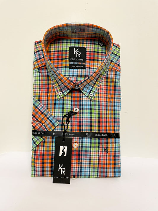 Multi Coloured Checked Short Sleeve Shirt