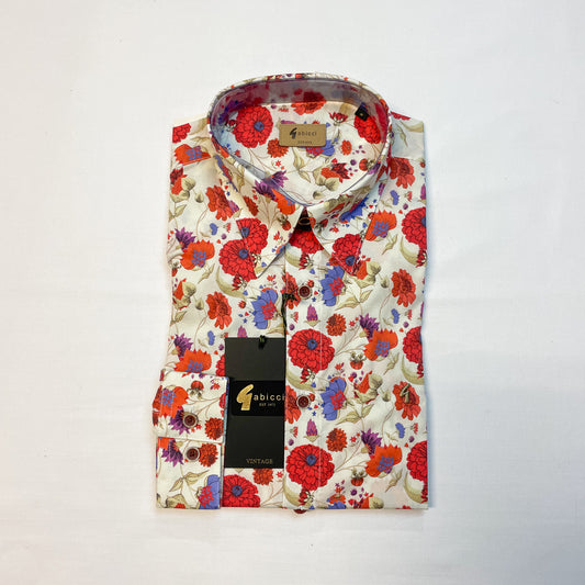 Red Floral Long Sleeved Shirt