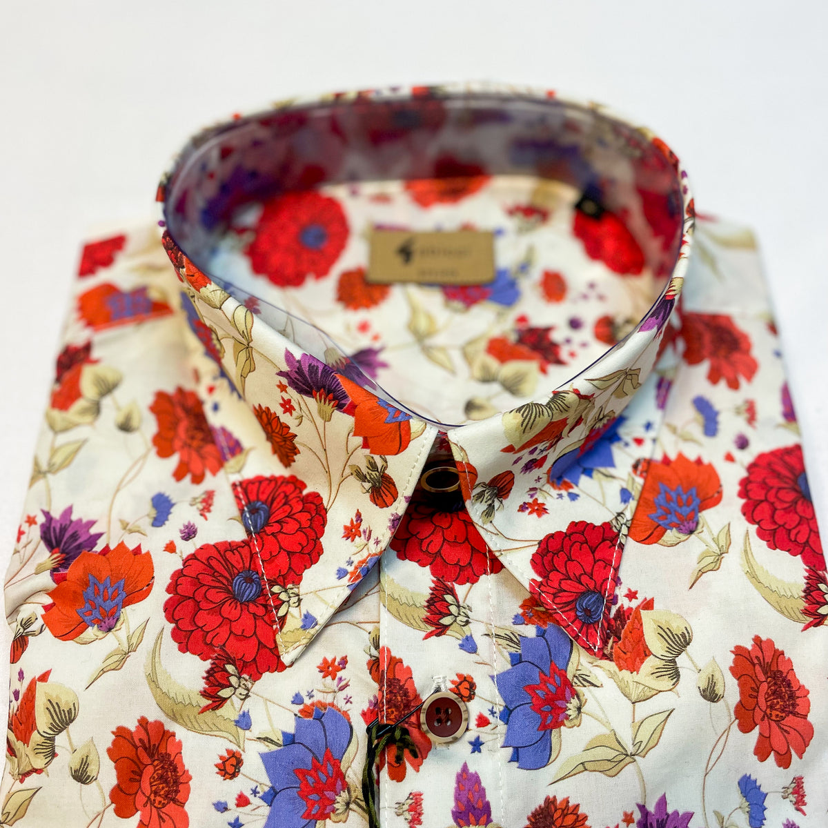 Red Floral Long Sleeved Shirt