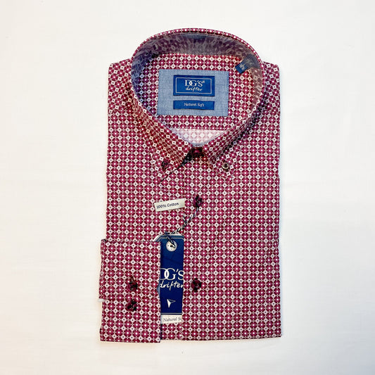 Wine Circle Geometric Print Long Sleeved Shirt