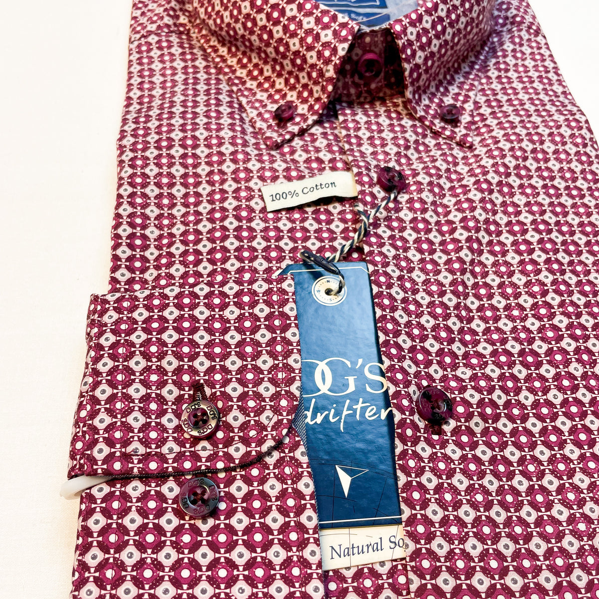 Wine Circle Geometric Print Long Sleeved Shirt