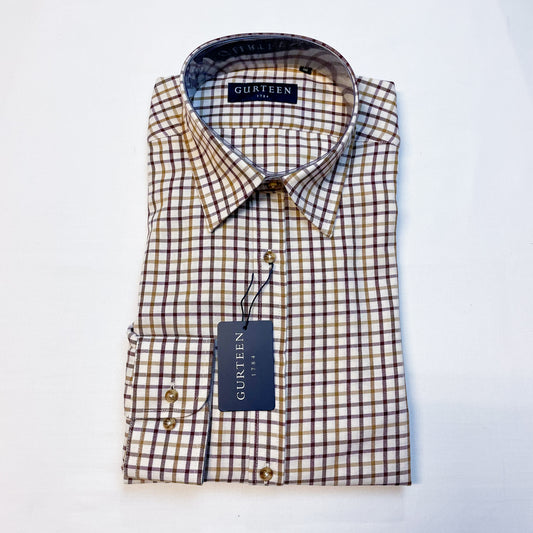 Brown Tattersall Long Sleeved Shirt