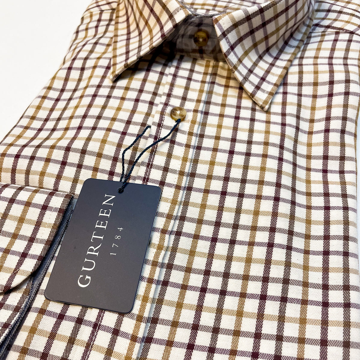 Brown Tattersall Long Sleeved Shirt