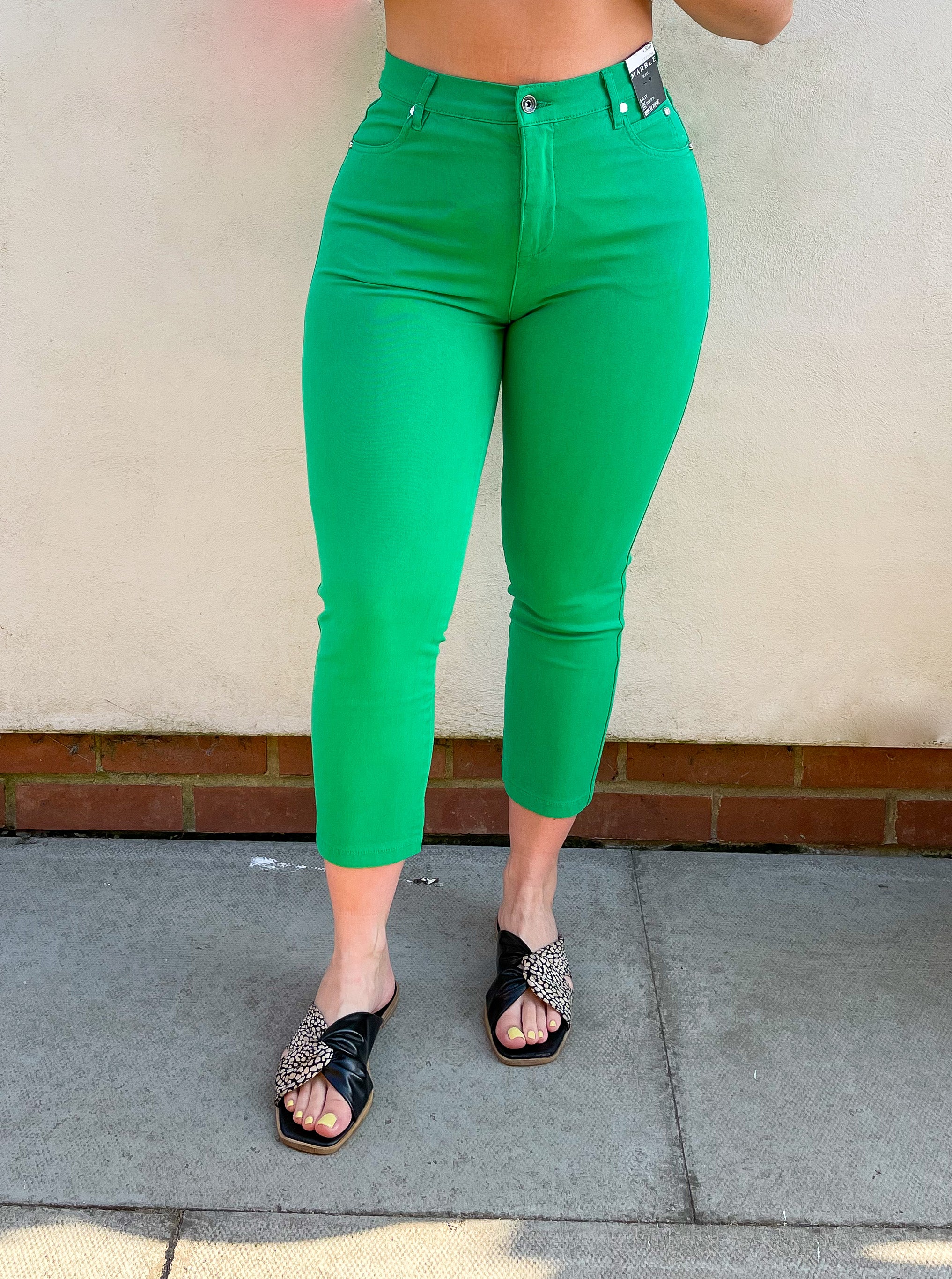 Green Cropped Jeans