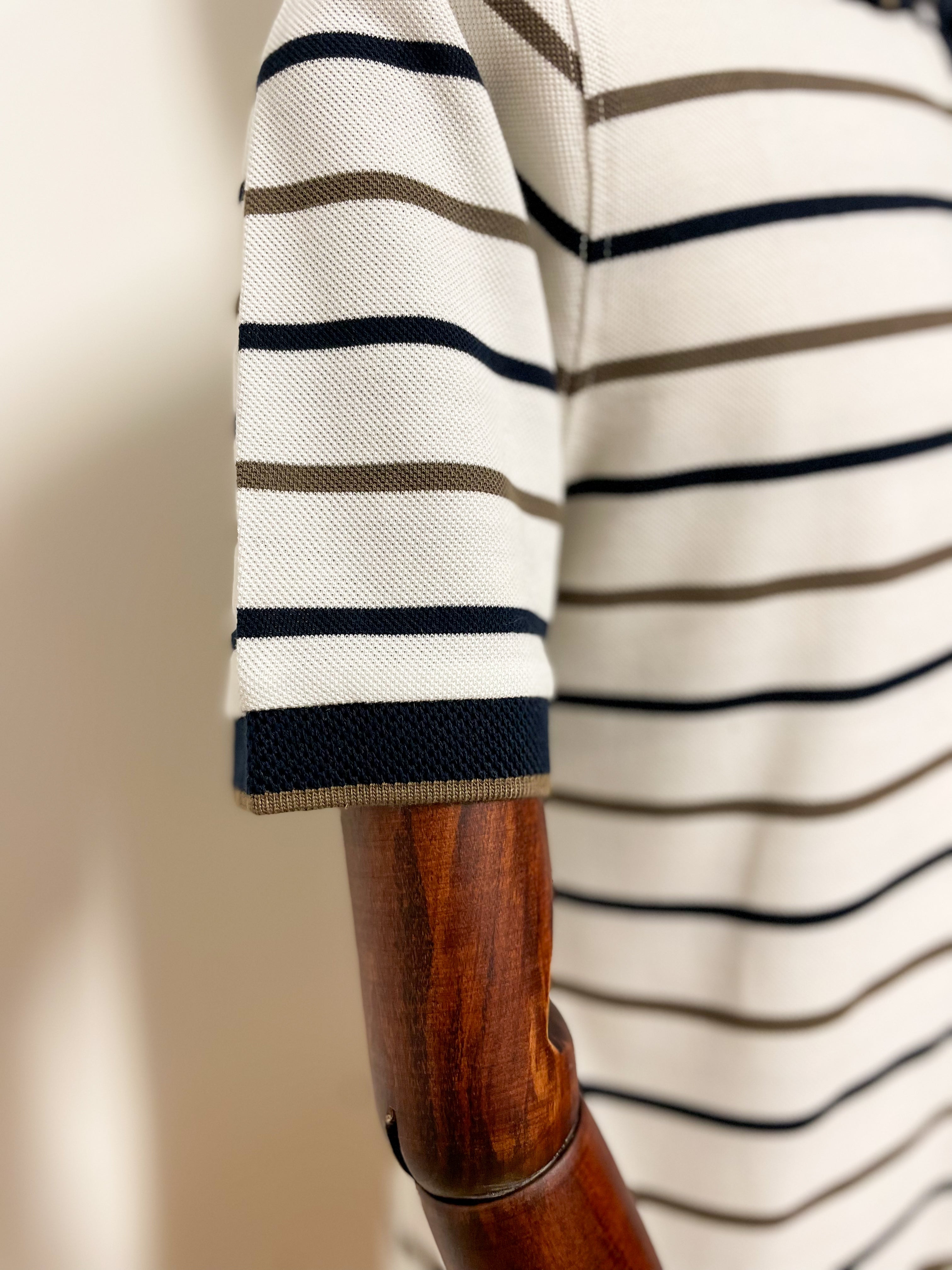 Navy and Taupe Stripe Polo