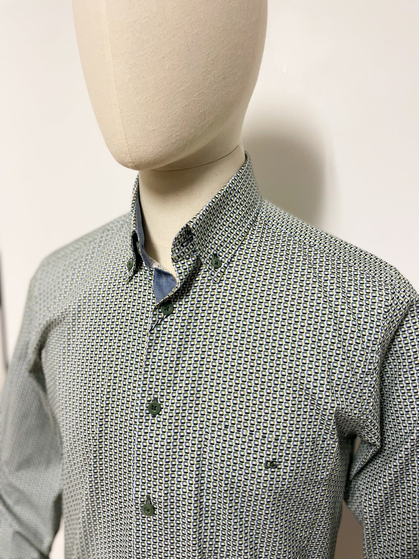 Green Geo Print Long Sleeve Shirt