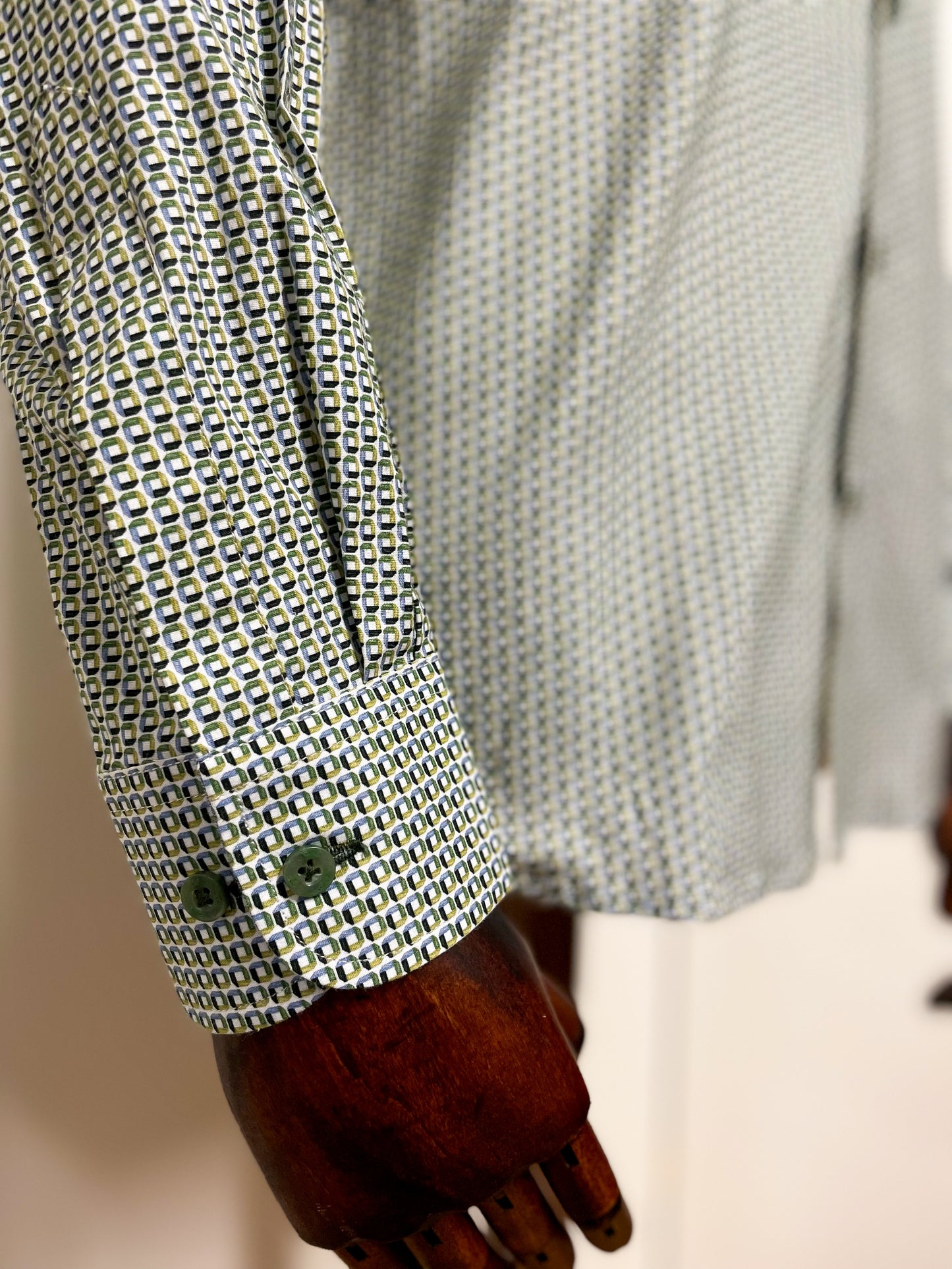 Green Geo Print Long Sleeve Shirt